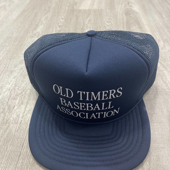 VINTAGE 1980s Old Timers Baseball Association Trucker Snapback HAT 80s Blue - Picture 2 of 5